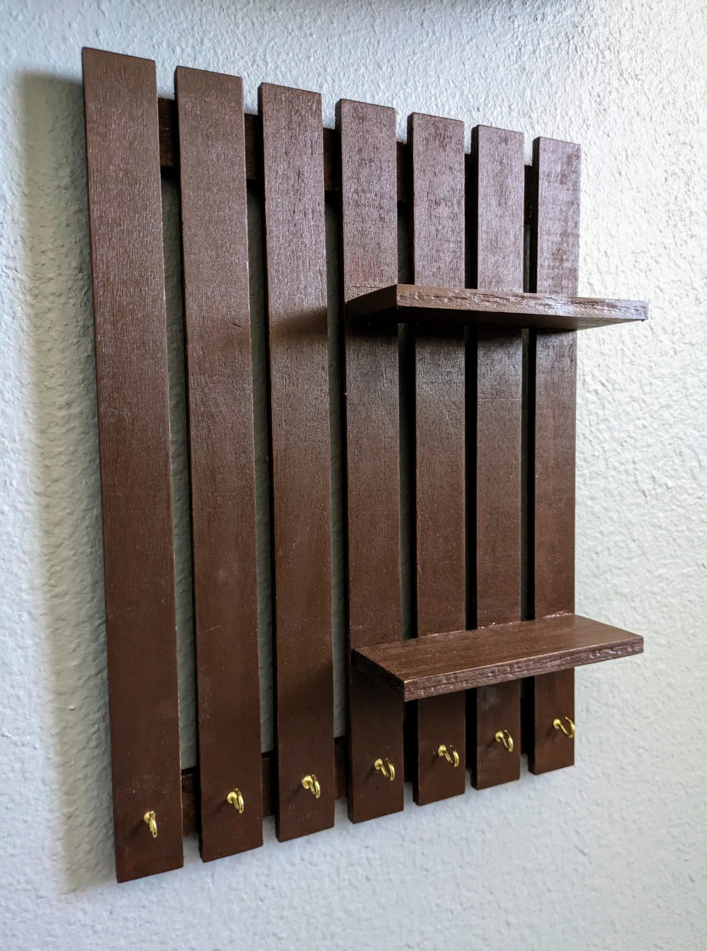 Brown Shelf with Hooks