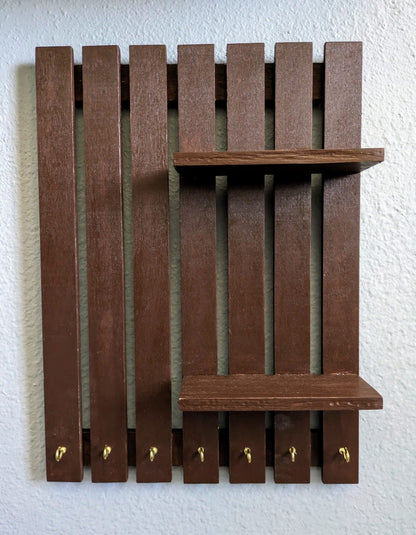 Brown Shelf with Hooks