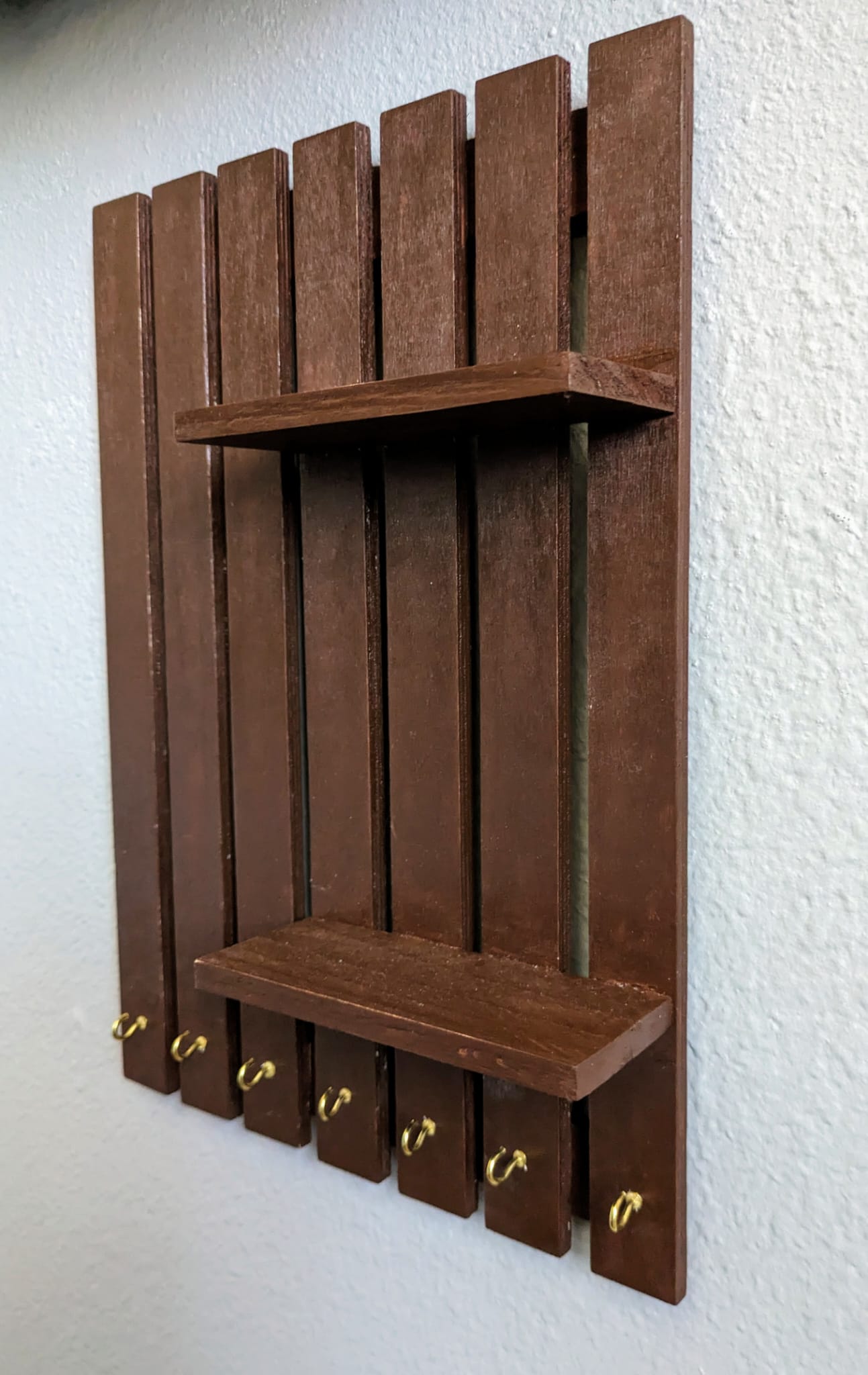 Brown Shelf with Hooks