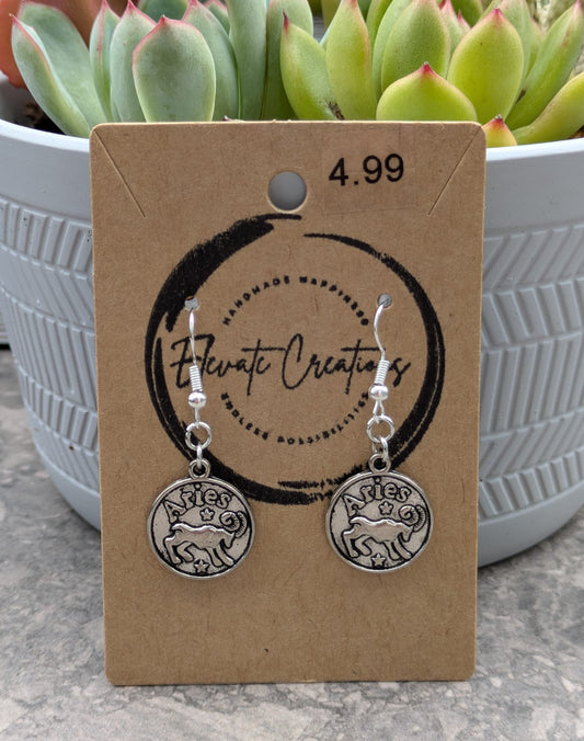 Silver Zodiac Earrings | Aries