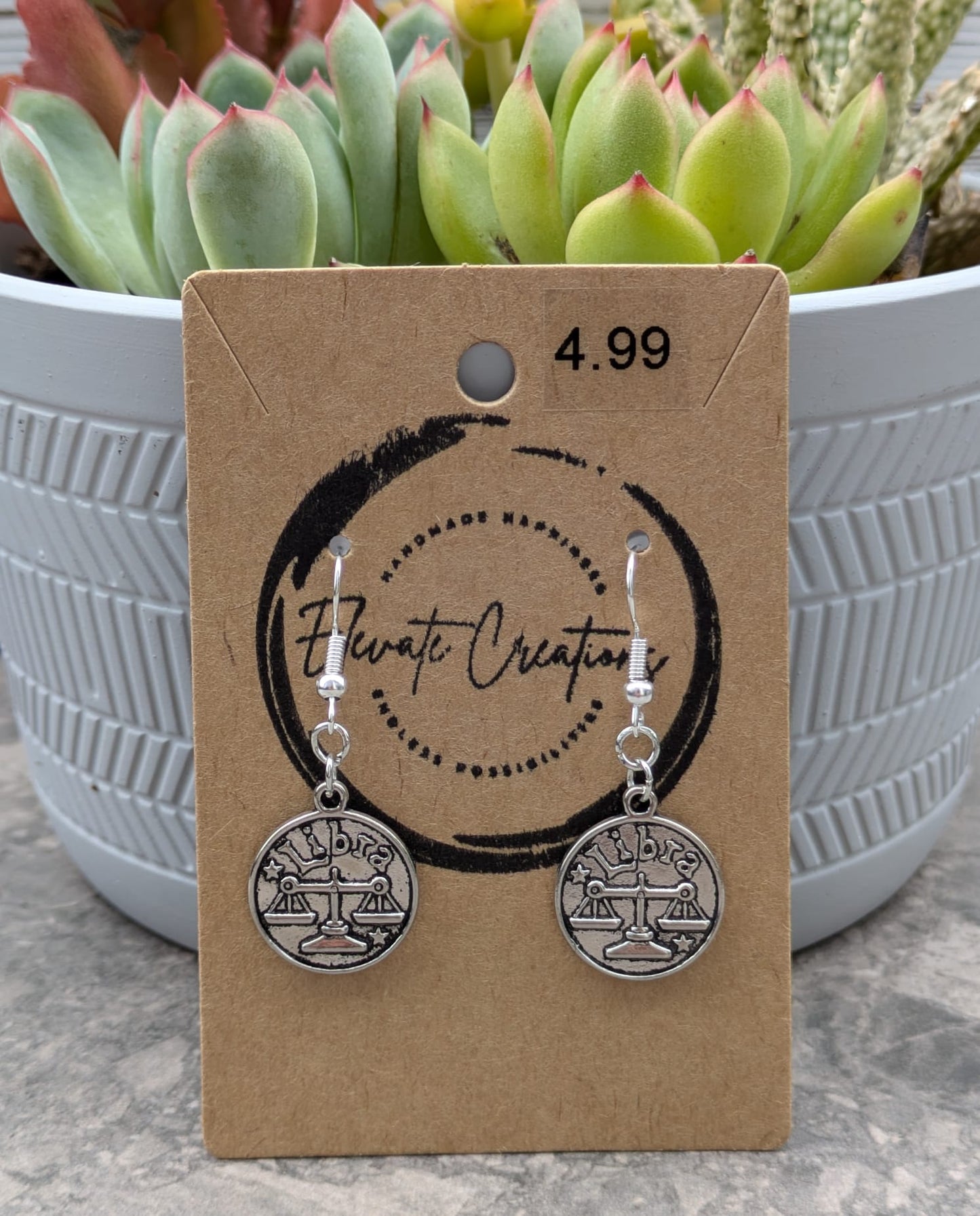 Silver Zodiac Earrings | Libra