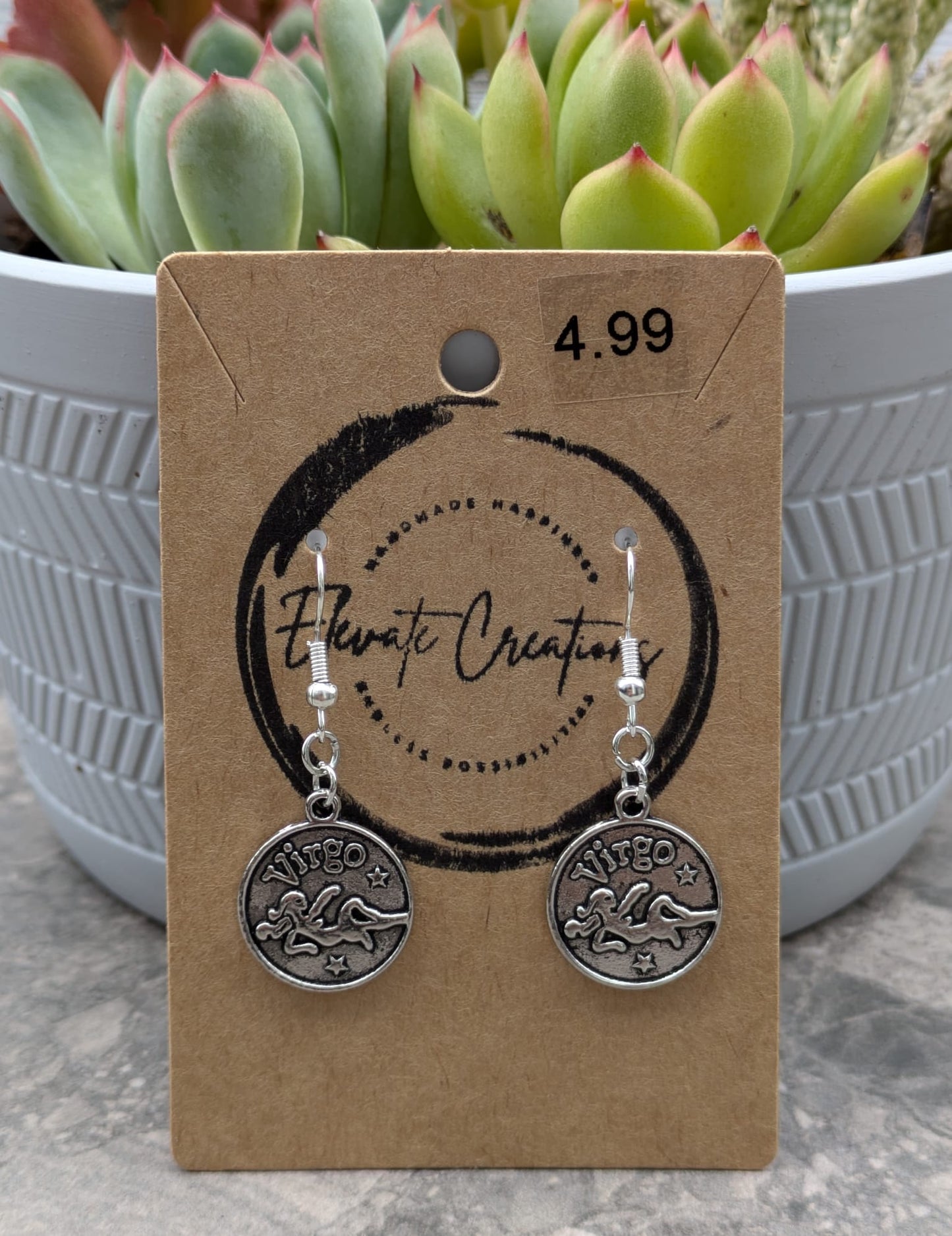 Silver Zodiac Earrings | Virgo