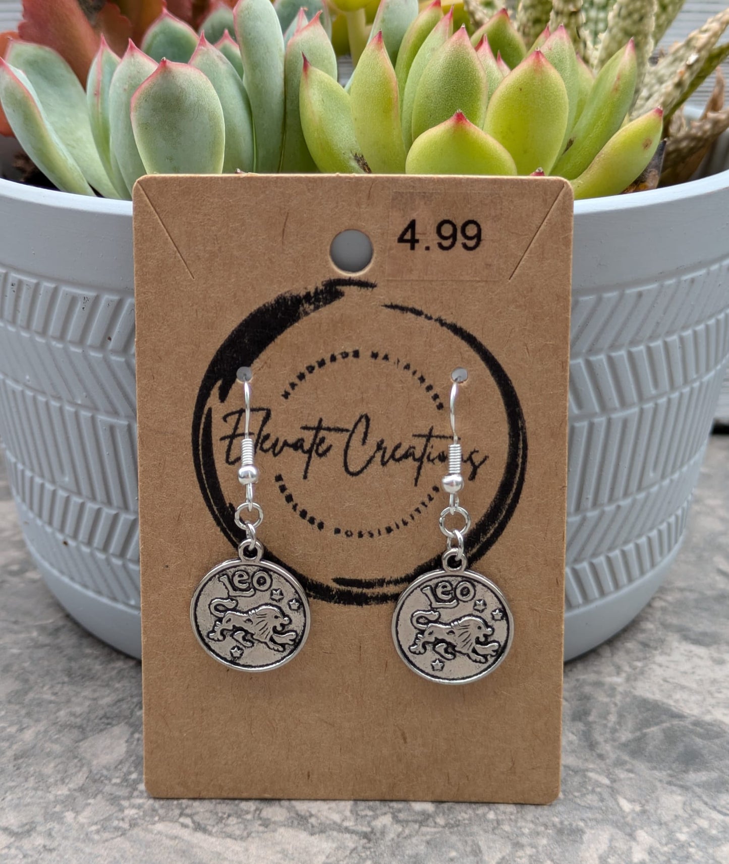 Silver Zodiac Earrings | Leo