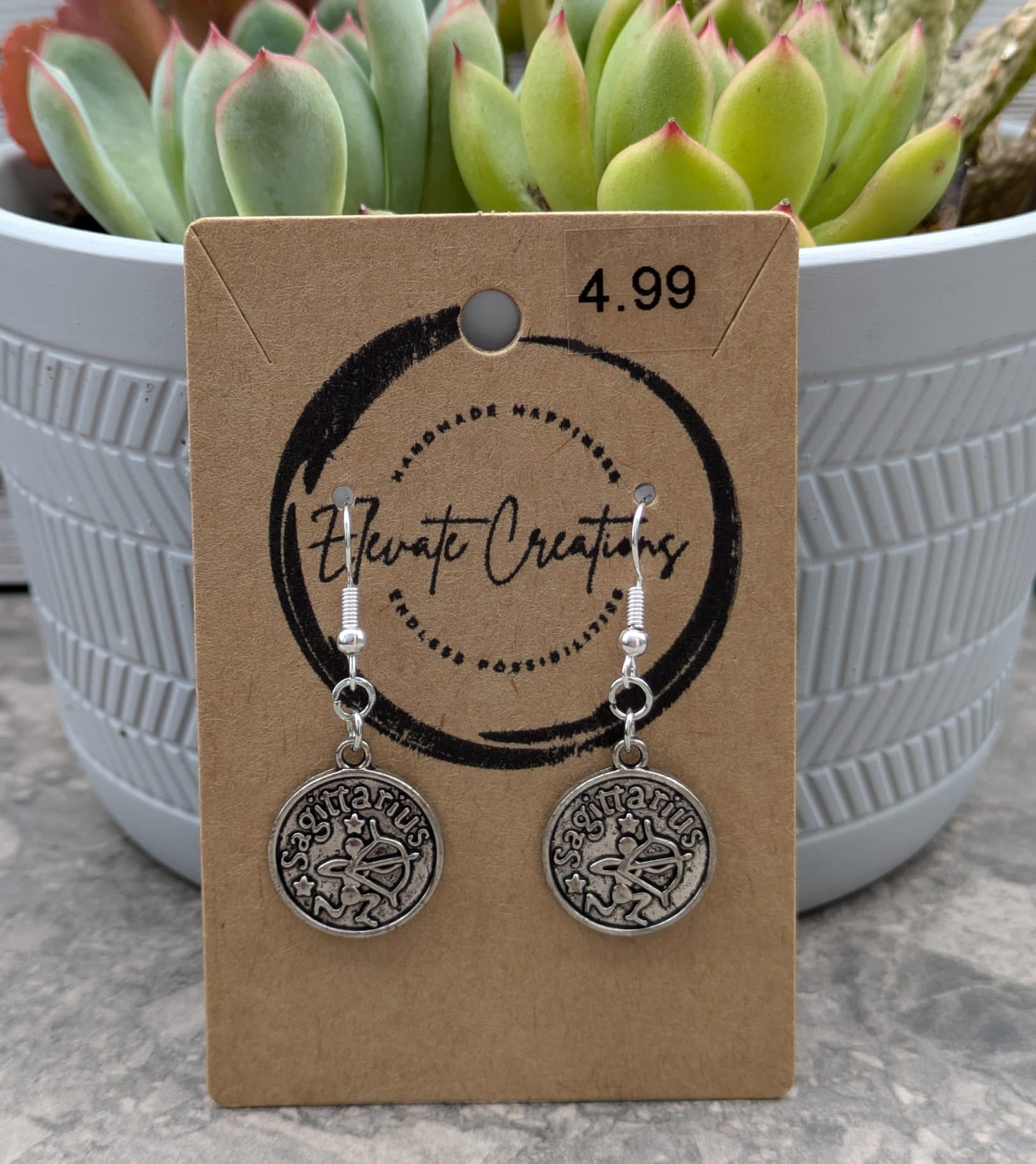 Silver Zodiac Earrings | Sagittarius