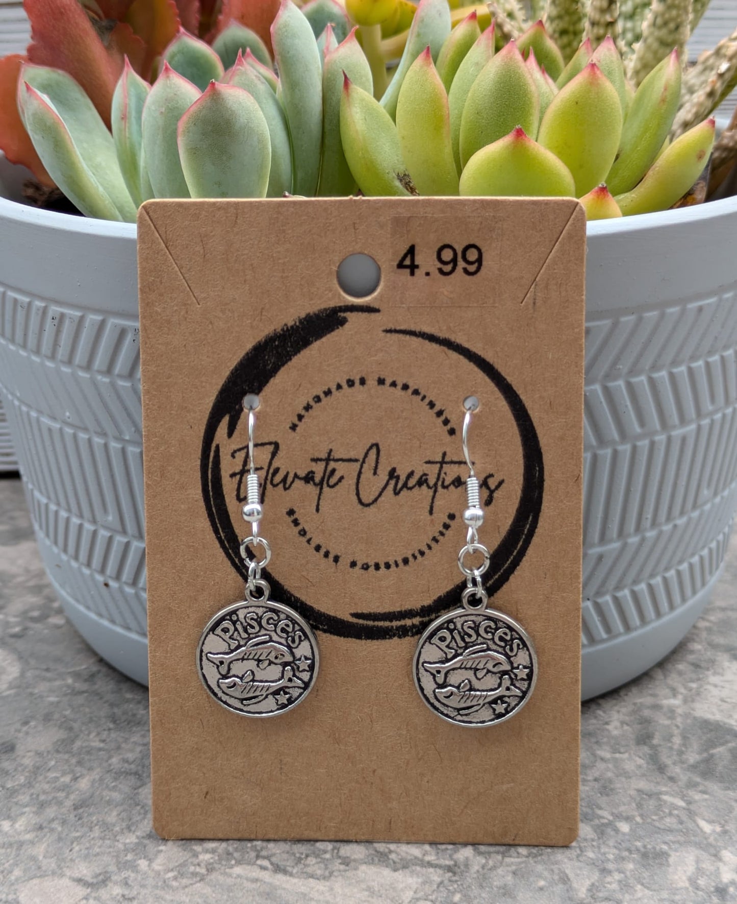 Silver Zodiac Earrings | Pisces