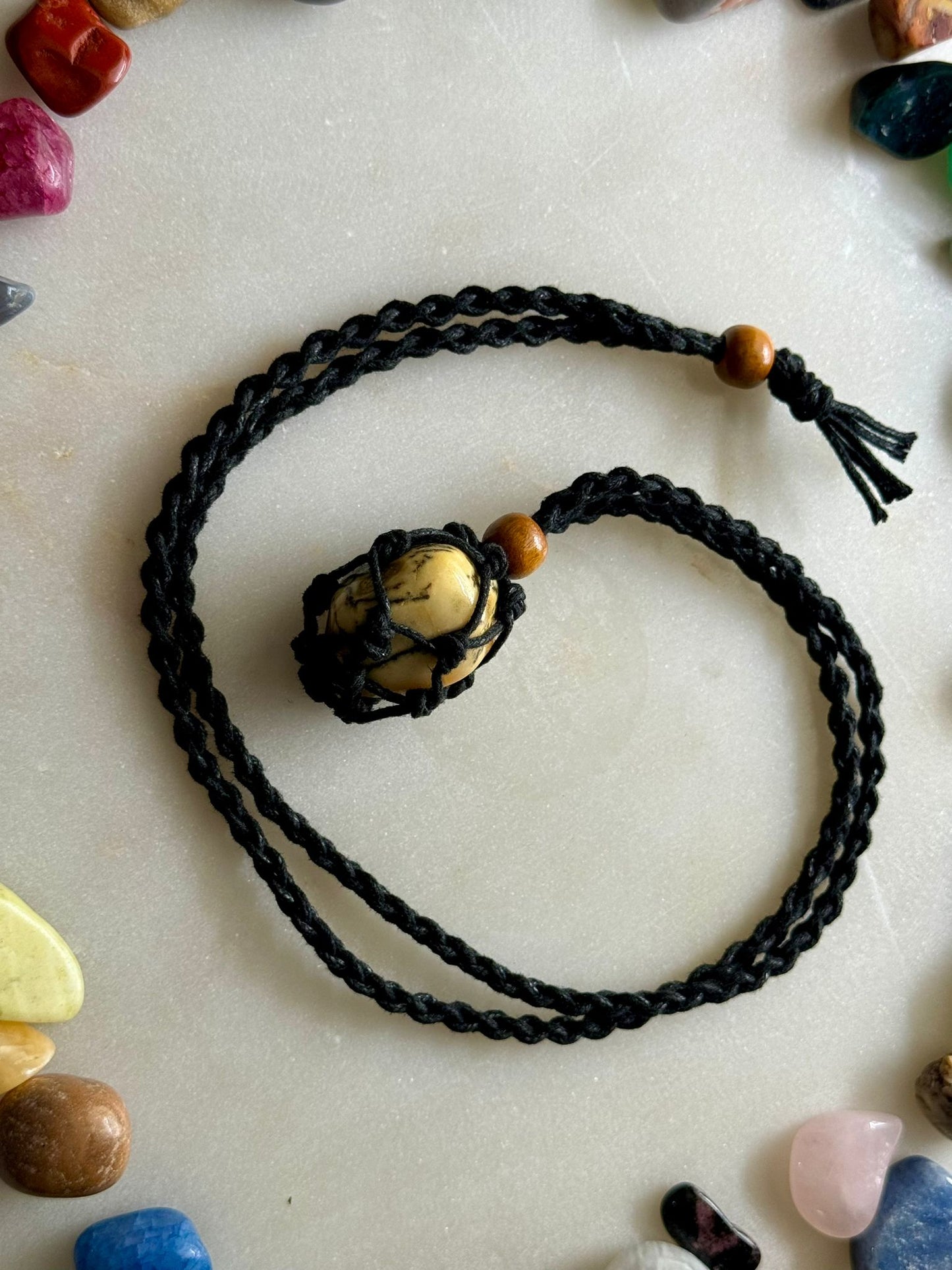 Yellow Feather Jasper | Rope Necklace