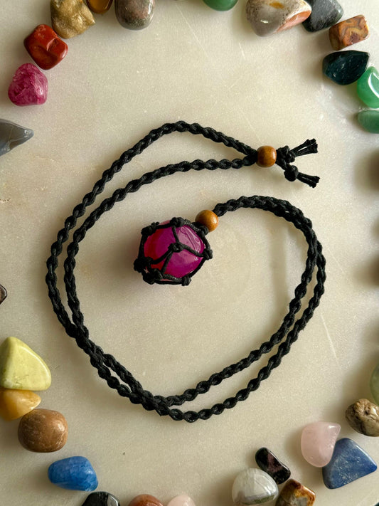 Pink Agate | Rope Necklace