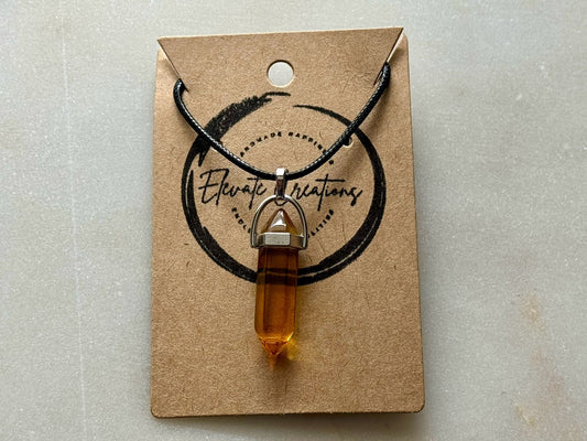 Golden Yellow | Hexagonal Glass Crystal Pendant Necklace