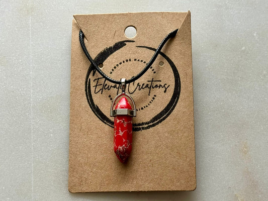 Red Howlite | Hexagonal Crystal Pendant Necklace