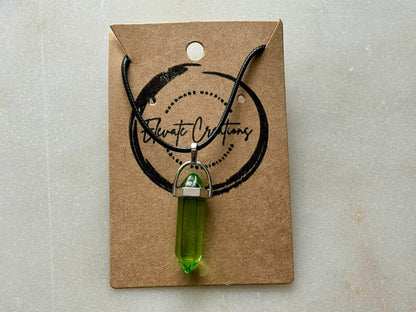 Light Green | Hexagonal Glass Crystal Pendant Necklace