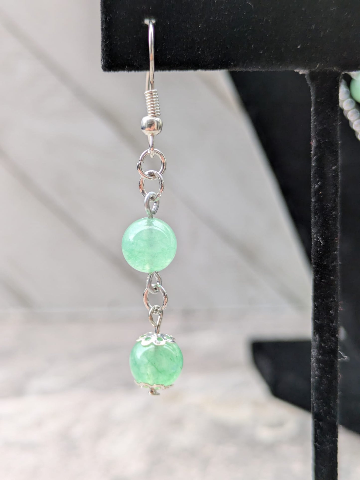 Green Aventurine Pendulum Necklace with Earrings