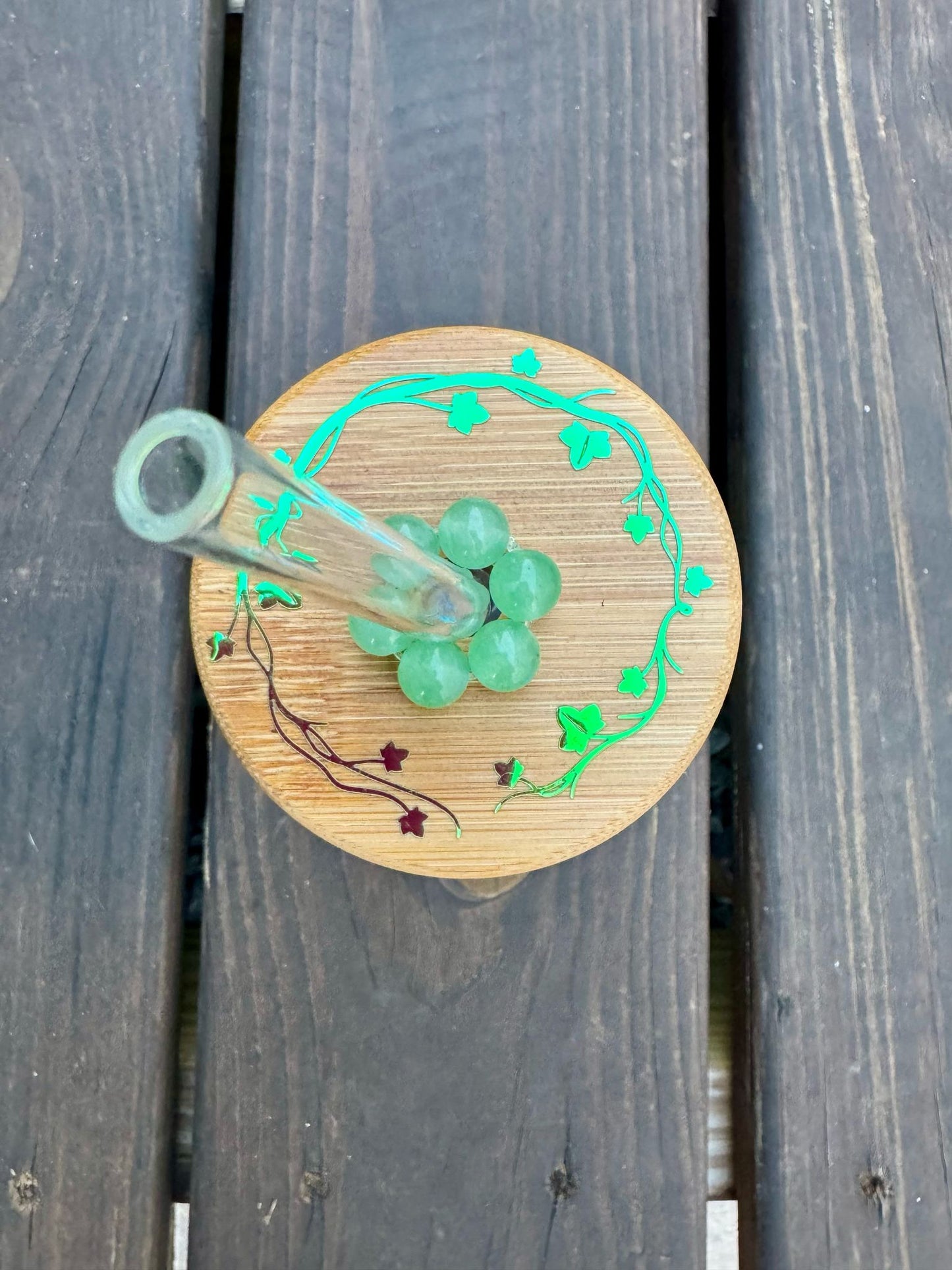 Plant Guardian Glass Cup with Bamboo Lid & Glass Straw