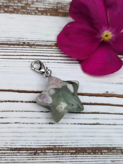 Flower Agate Star Crystal Charm