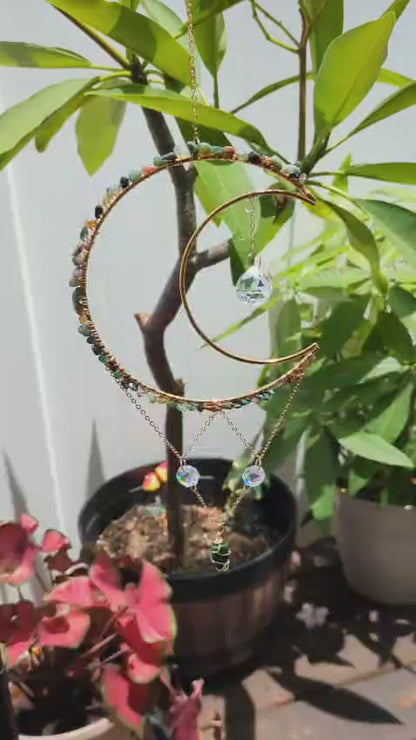 Fancy Jasper Crescent Moon Suncatcher